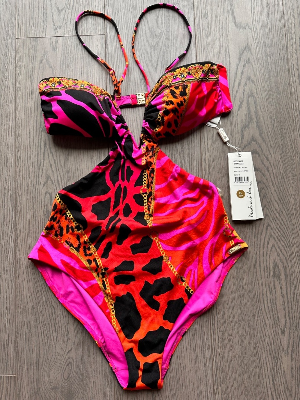 Camilla Pink Red Animal-Print Cutout One-Piece Swimsuit Always Change Your Spots - Picture 5 of 14